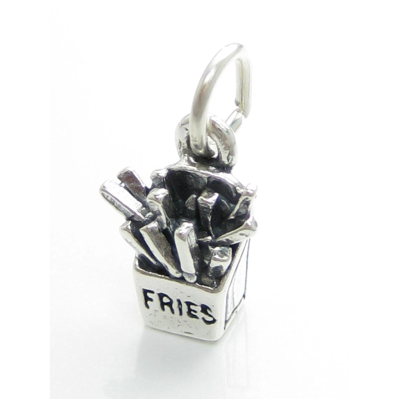 French Fries Sterling Silver Charm, Fun Fast Food Gift